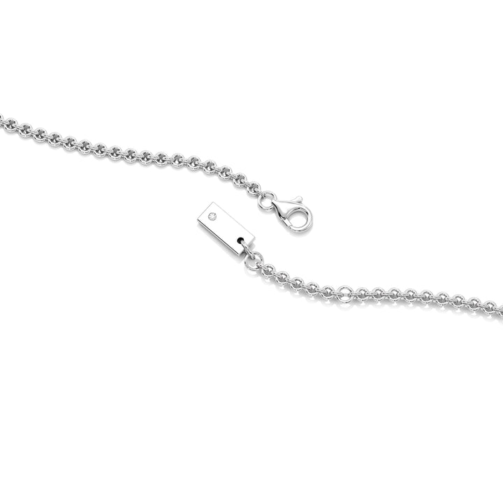 Elegant Marquise Diamond Accent Bezel Station Necklace in 18K White Gold highlighting a 1.00ct IGI Certified marquise-cut lab-grown diamond at the center, complemented by round EF/VS lab-grown diamonds along an 18-inch chain