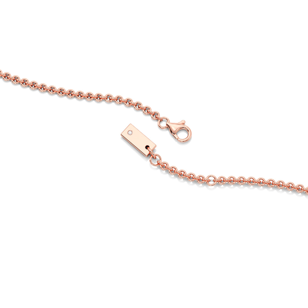 Elegant Marquise Diamond Accent Bezel Station Necklace in 18K Rose Gold showcasing a 1.00ct IGI Certified marquise-cut lab-grown diamond at the center, accented by round EF/VS lab-grown diamonds on an 18-inch chain