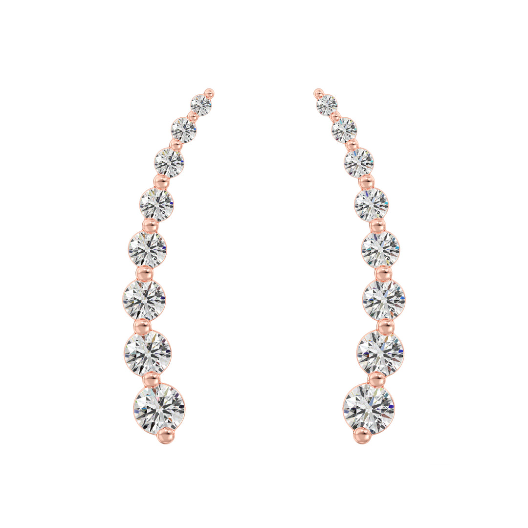 18K Rose Gold Curved Stud Earrings featuring Round Lab-Grown Diamonds, 0.42ct, elegant and contemporary style.