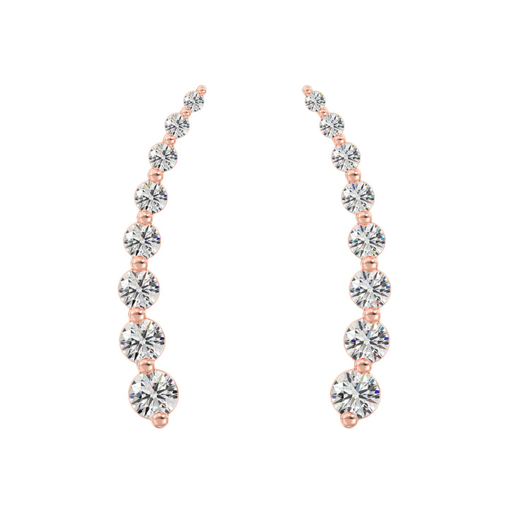 18K Rose Gold Curved Stud Earrings featuring Round Lab-Grown Diamonds, 0.42ct, elegant and contemporary style.