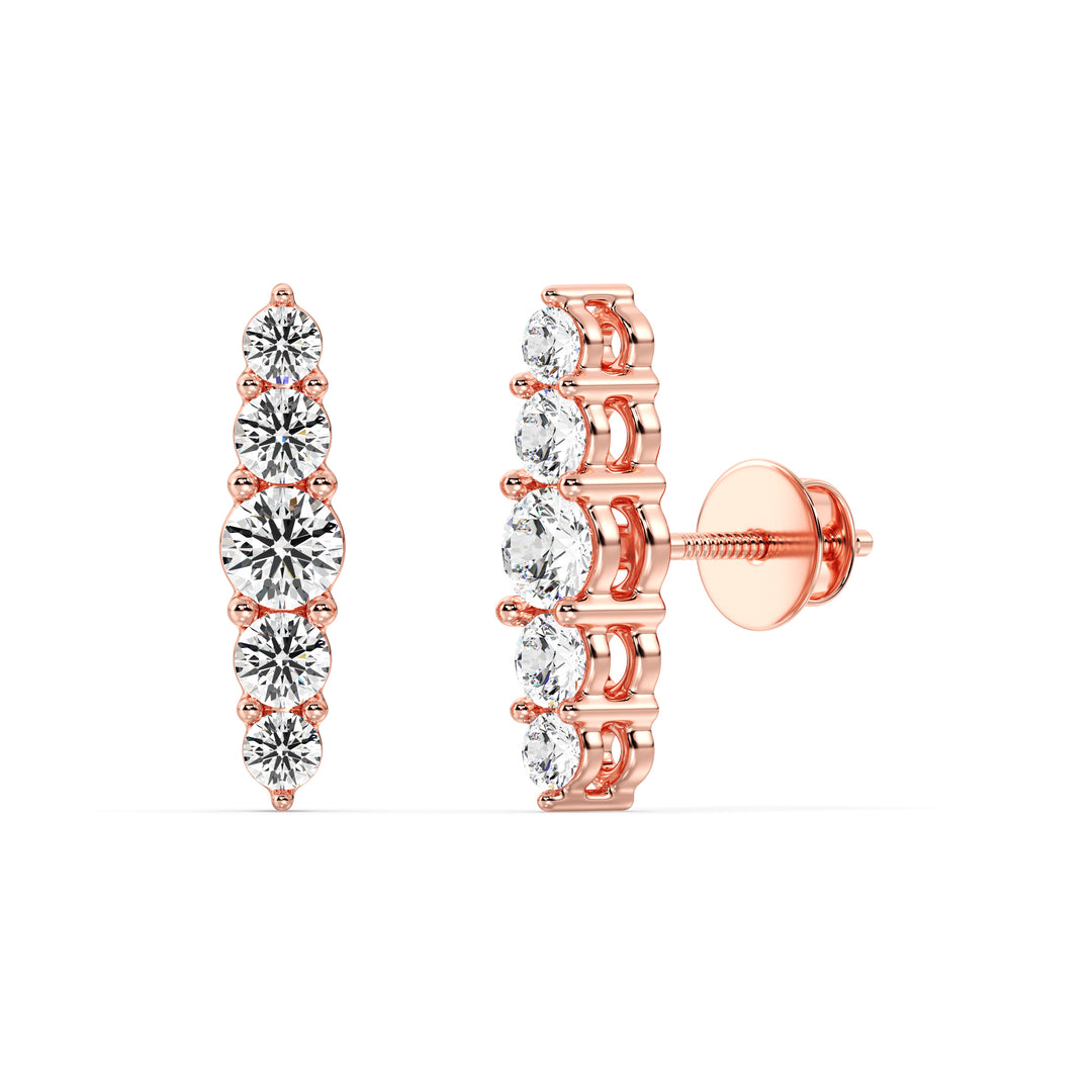 18K Rose Gold Elle Stud Earrings with 0.46CT Round Lab-Grown Diamonds, Showcasing Timeless Elegance and a Secure Screw Back Closure