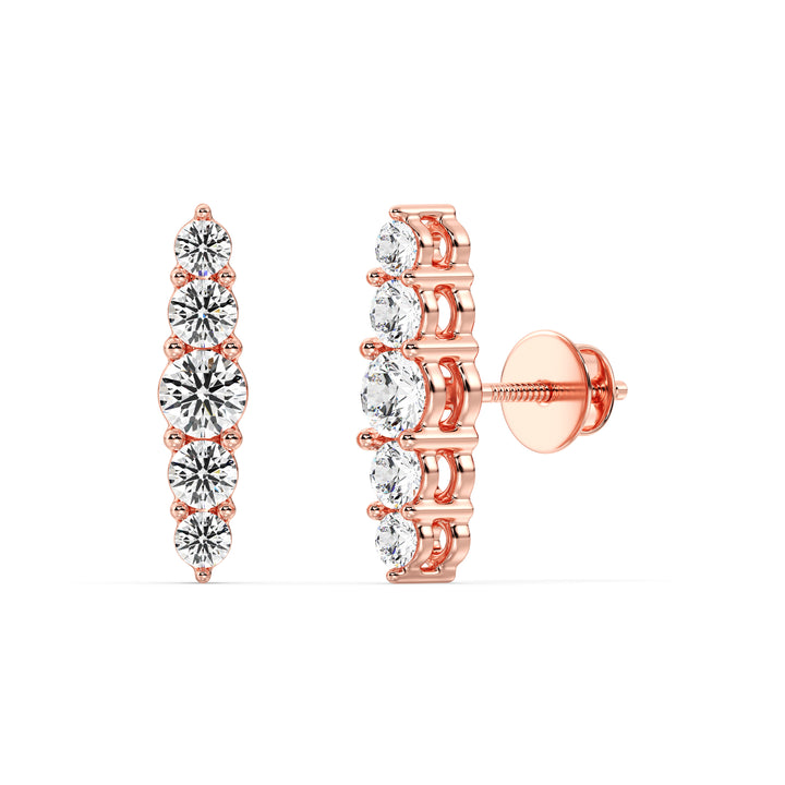 18K Rose Gold Elle Stud Earrings with 0.46CT Round Lab-Grown Diamonds, Showcasing Timeless Elegance and a Secure Screw Back Closure