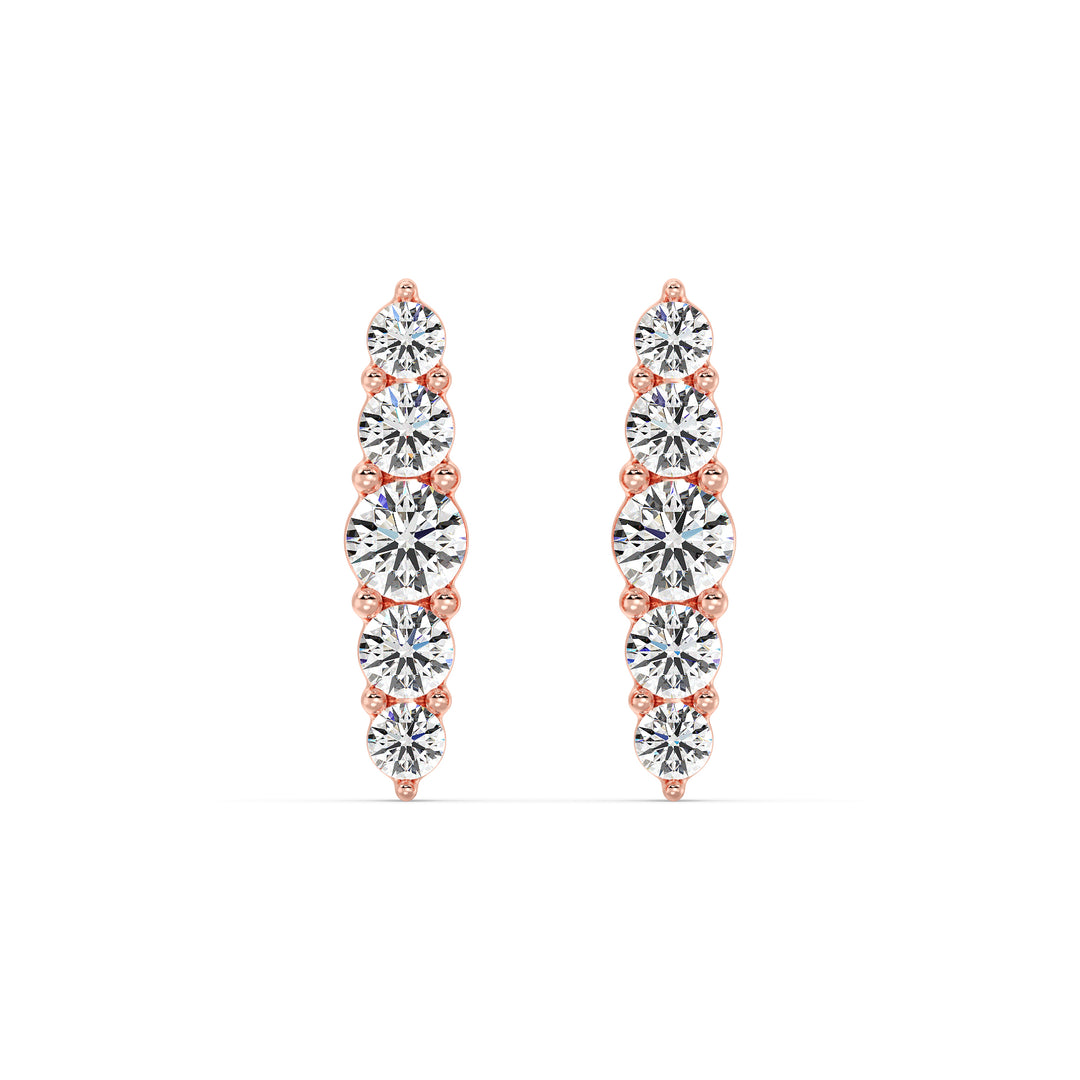 18K Rose Gold Elle Stud Earrings with 0.46CT Round Lab-Grown Diamonds, Showcasing Timeless Elegance and a Secure Screw Back Closure