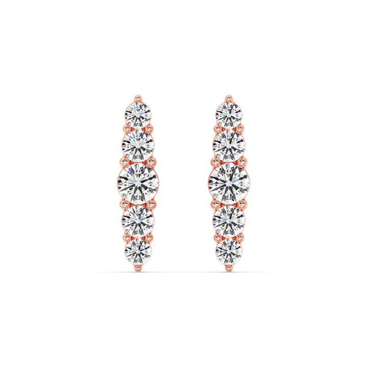 18K Rose Gold Elle Stud Earrings with 0.46CT Round Lab-Grown Diamonds, Showcasing Timeless Elegance and a Secure Screw Back Closure