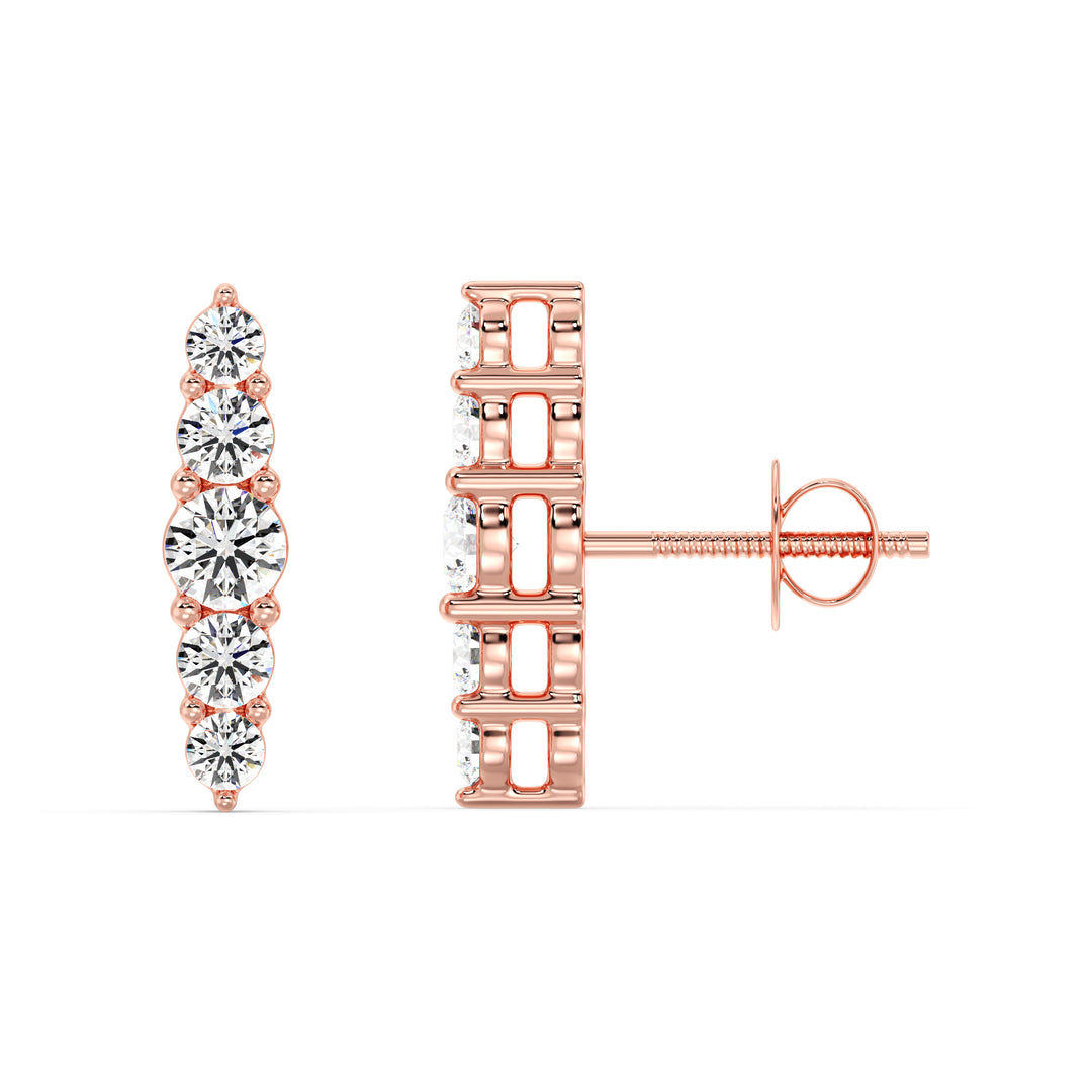 18K Rose Gold Elle Stud Earrings with 0.46CT Round Lab-Grown Diamonds, Showcasing Timeless Elegance and a Secure Screw Back Closure