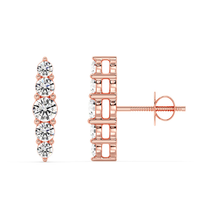 18K Rose Gold Elle Stud Earrings with 0.46CT Round Lab-Grown Diamonds, Showcasing Timeless Elegance and a Secure Screw Back Closure