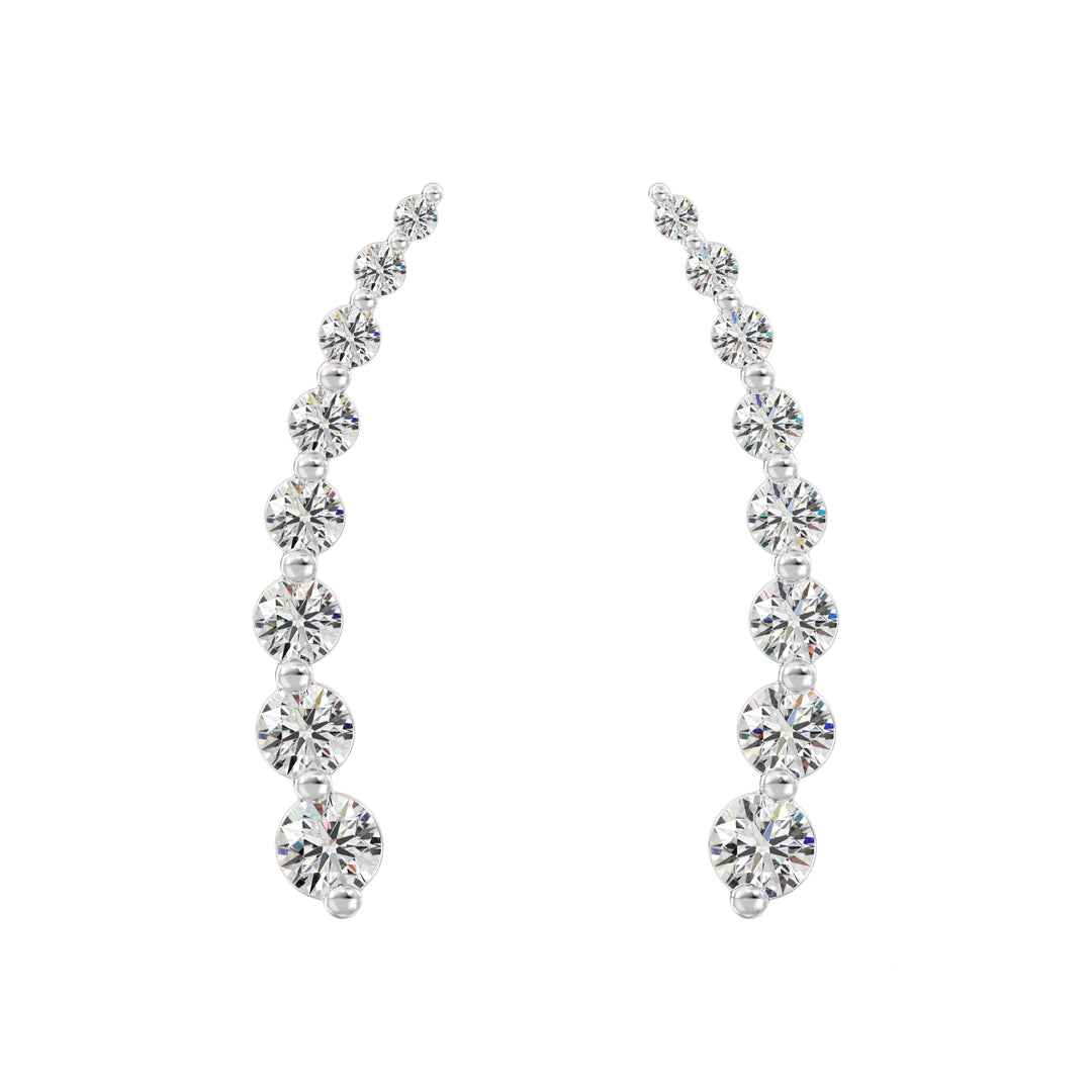 18K White Gold Curved Stud Earrings adorned with Round Lab-Grown Diamonds, 0.42ct, timeless and chic design