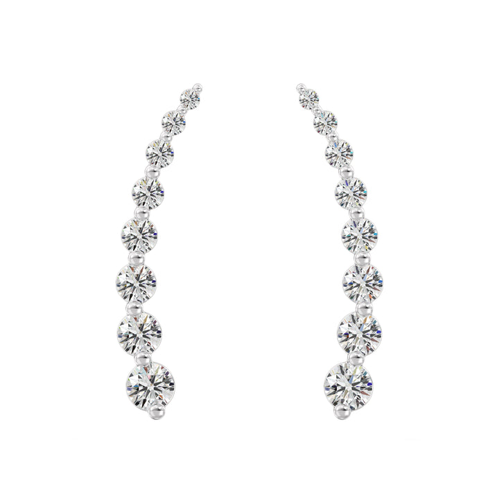 18K White Gold Curved Stud Earrings adorned with Round Lab-Grown Diamonds, 0.42ct, timeless and chic design