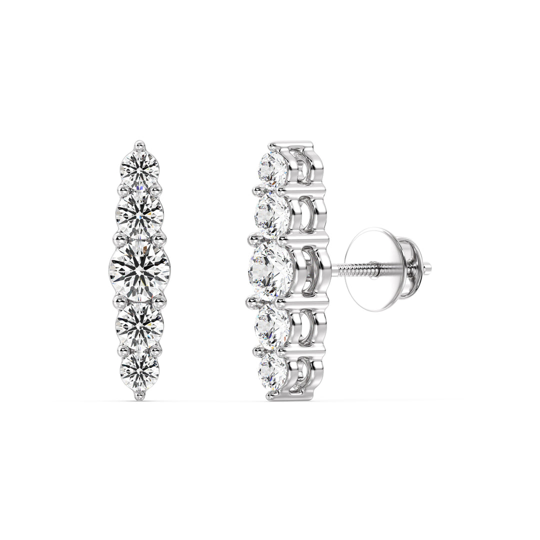 18K White Gold Elle Stud Earrings with 0.46CT Round Lab-Grown Diamonds, Crafted for Refined Style and Comfortable Screw Back Wear