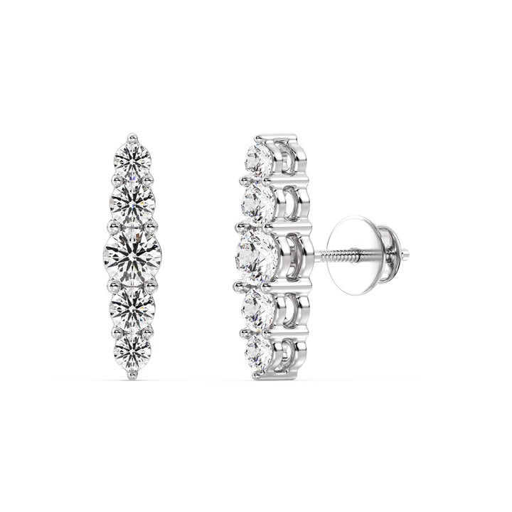 18K White Gold Elle Stud Earrings with 0.46CT Round Lab-Grown Diamonds, Crafted for Refined Style and Comfortable Screw Back Wear
