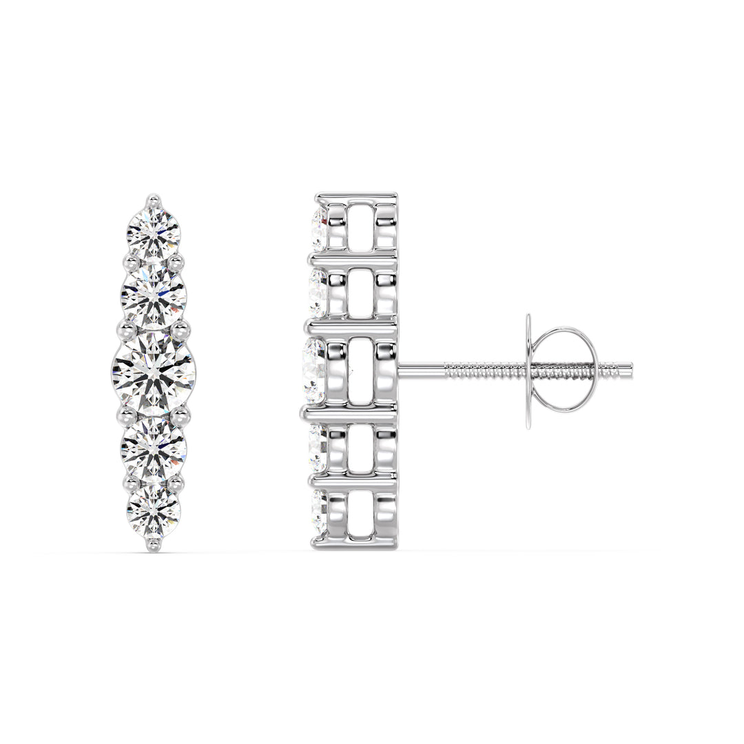 18K White Gold Elle Stud Earrings with 0.46CT Round Lab-Grown Diamonds, Crafted for Refined Style and Comfortable Screw Back Wear