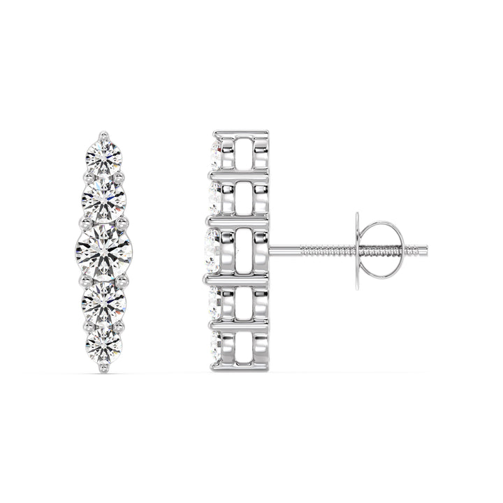 18K White Gold Elle Stud Earrings with 0.46CT Round Lab-Grown Diamonds, Crafted for Refined Style and Comfortable Screw Back Wear