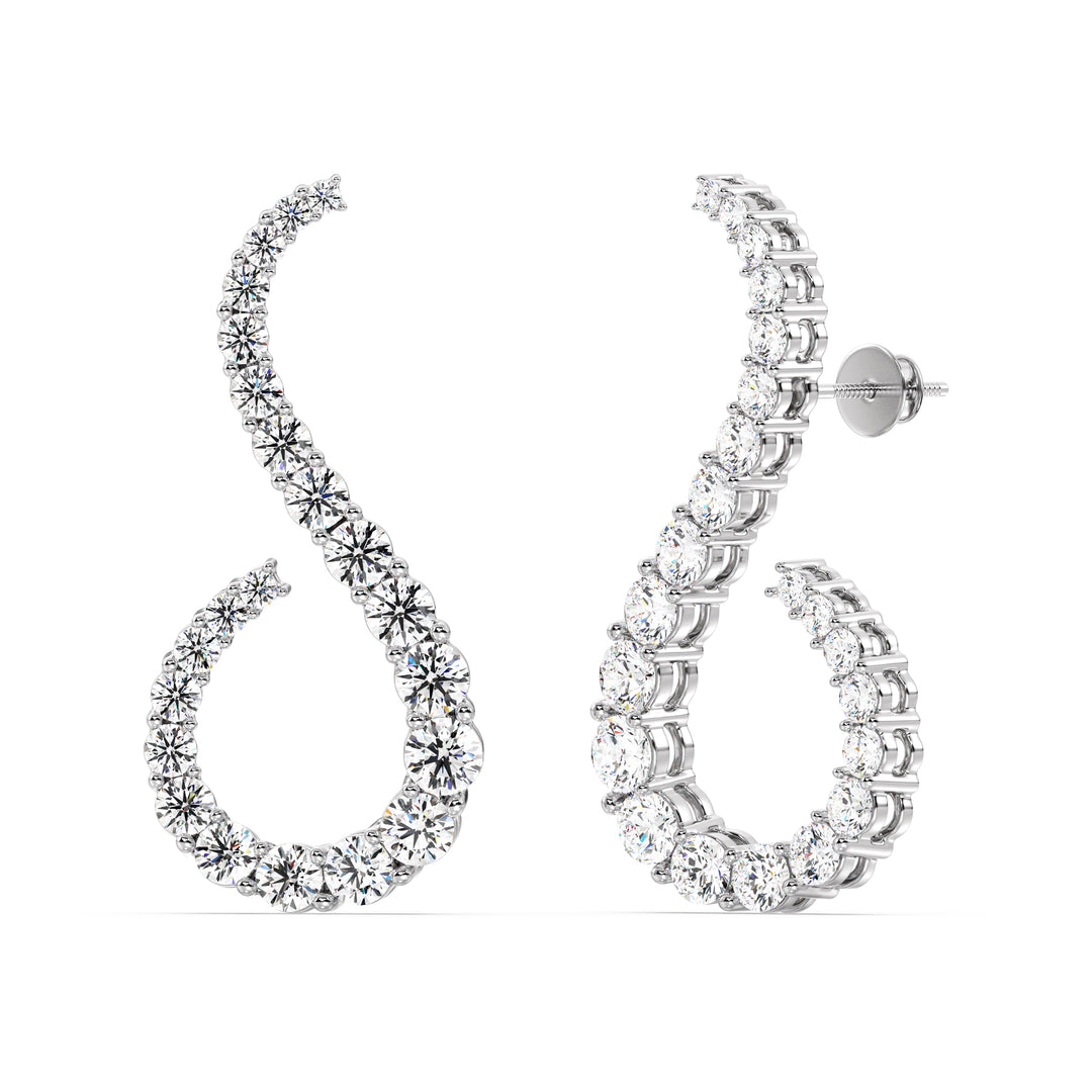 18K White Gold Hoop Earrings with 3.9 Ct EF/VS round lab-grown diamonds, exuding modern sophistication and timeless sparkle with a secure latch-back closure.