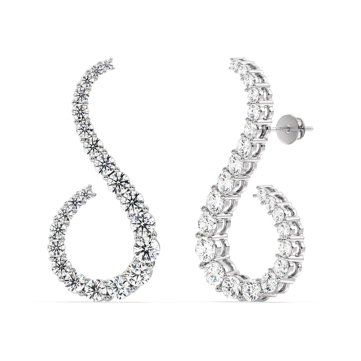 18K White Gold Hoop Earrings with 3.9 Ct EF/VS round lab-grown diamonds, exuding modern sophistication and timeless sparkle with a secure latch-back closure.