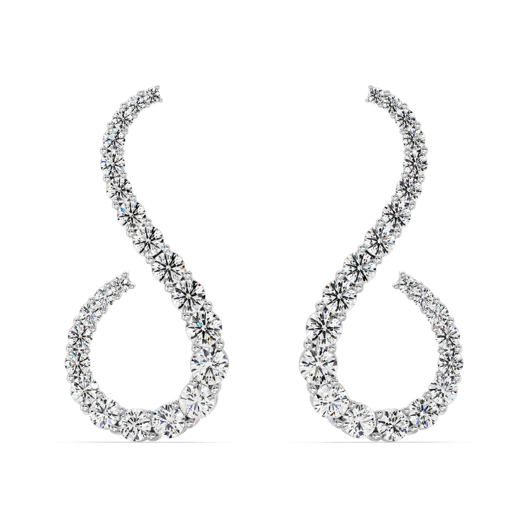 18K White Gold Hoop Earrings with 3.9 Ct EF/VS round lab-grown diamonds, exuding modern sophistication and timeless sparkle with a secure latch-back closure.