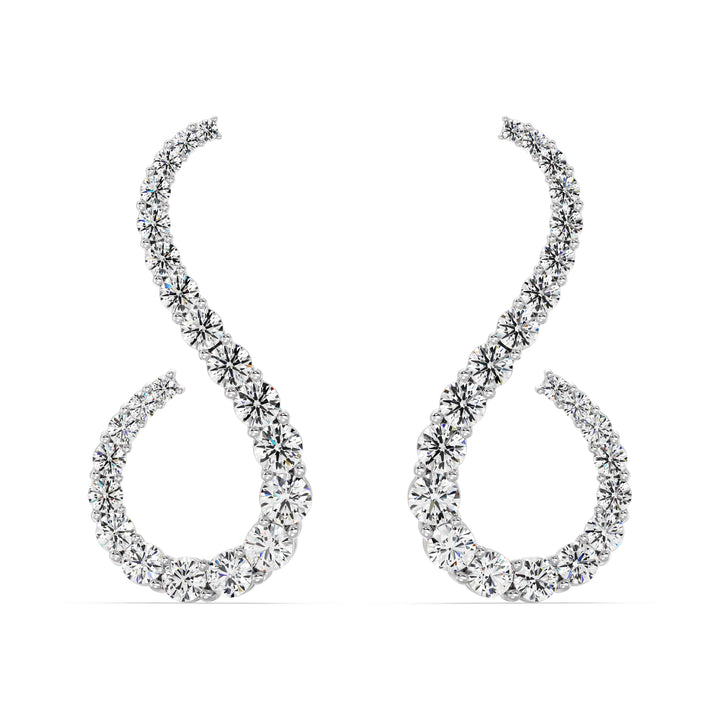 18K White Gold Hoop Earrings with 3.9 Ct EF/VS round lab-grown diamonds, exuding modern sophistication and timeless sparkle with a secure latch-back closure.