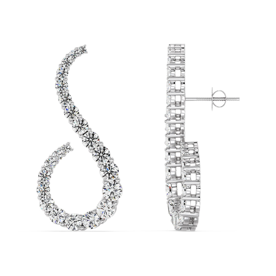 18K White Gold Hoop Earrings with 3.9 Ct EF/VS round lab-grown diamonds, exuding modern sophistication and timeless sparkle with a secure latch-back closure.