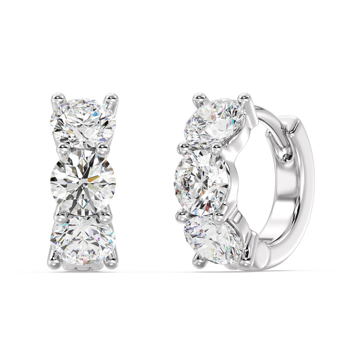18K White Gold Huggie Hoop Earrings adorned with 1.38 Ct Round Lab-Grown Diamonds – A Perfect Blend of Elegance and Versatility