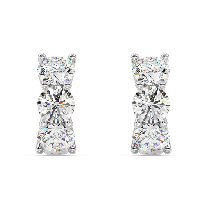 18K White Gold Huggie Hoop Earrings adorned with 1.38 Ct Round Lab-Grown Diamonds – A Perfect Blend of Elegance and Versatility