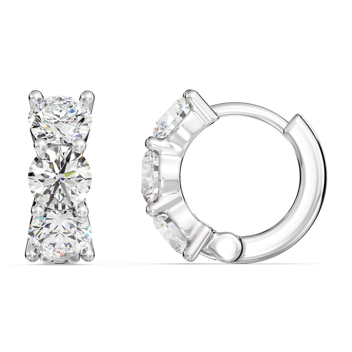 18K White Gold Huggie Hoop Earrings adorned with 1.38 Ct Round Lab-Grown Diamonds – A Perfect Blend of Elegance and Versatility