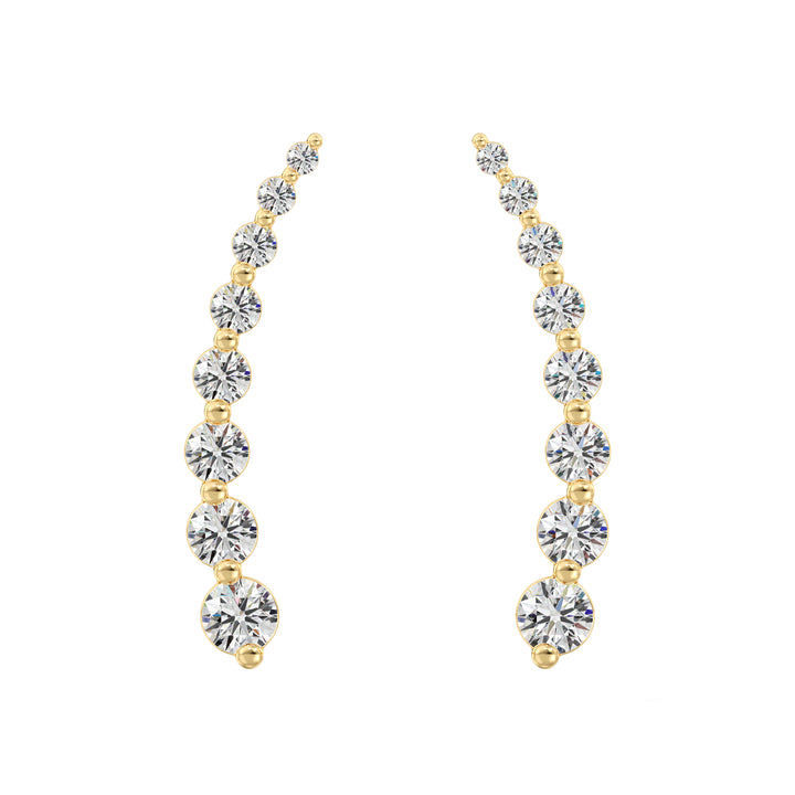 18K Yellow Gold Curved Stud Earrings with Round Lab-Grown Diamonds, 0.42ct, sleek modern design