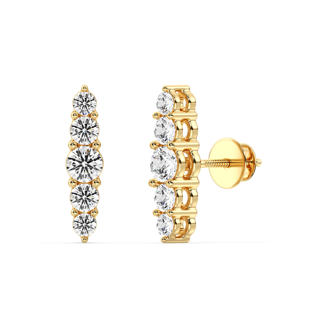 18K Yellow Gold Elle Stud Earrings with 0.46CT Round Lab-Grown Diamonds, Featuring a Minimalistic Design and Screw Back Closure