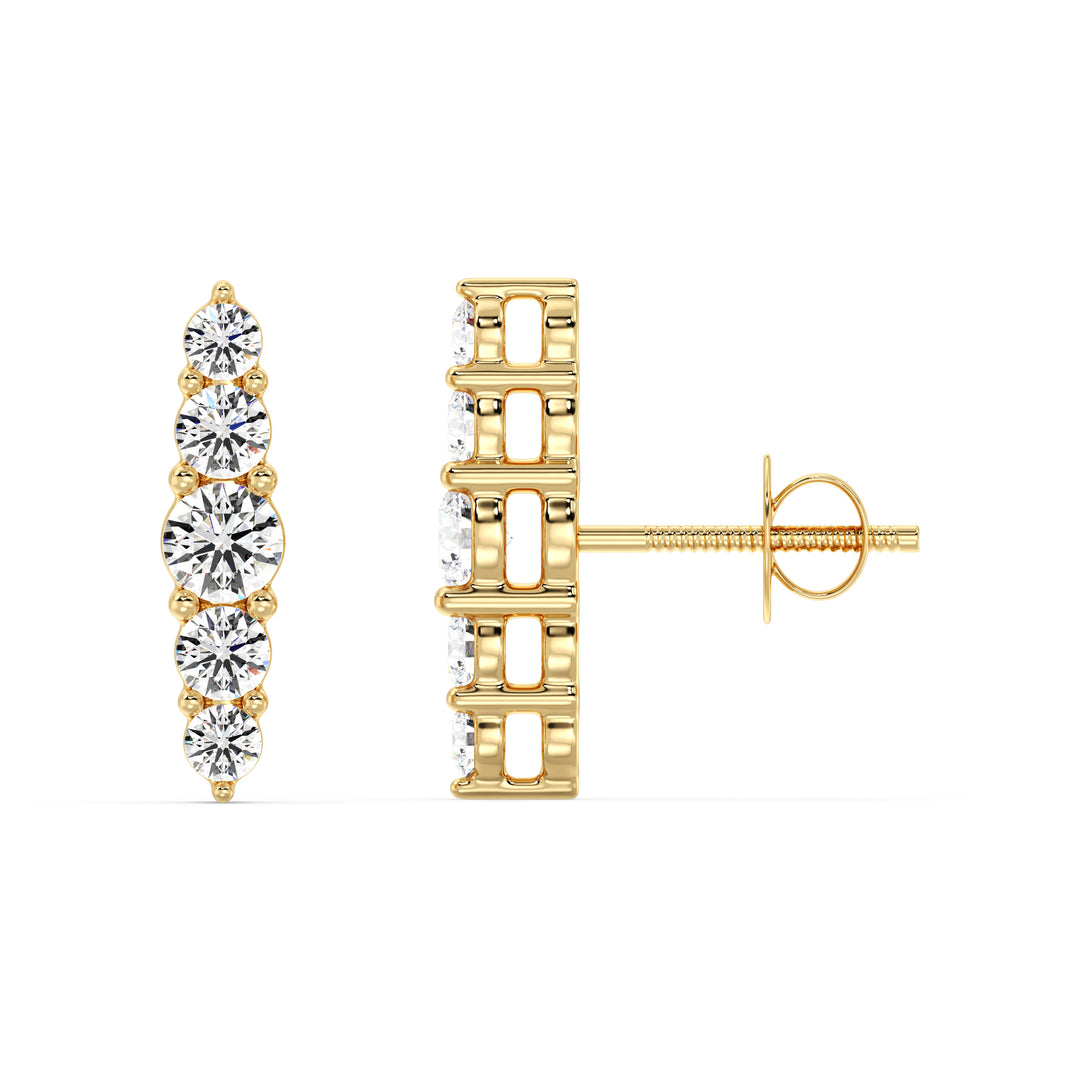 18K Yellow Gold Elle Stud Earrings with 0.46CT Round Lab-Grown Diamonds, Featuring a Minimalistic Design and Screw Back Closure