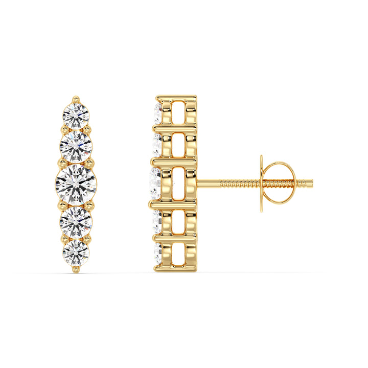 18K Yellow Gold Elle Stud Earrings with 0.46CT Round Lab-Grown Diamonds, Featuring a Minimalistic Design and Screw Back Closure
