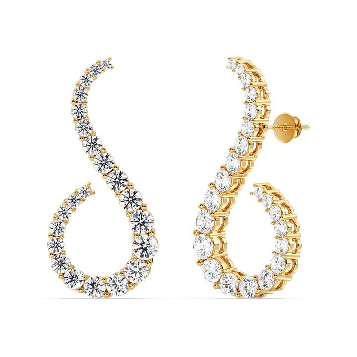 18K Yellow Gold Hoop Earrings featuring 3.9 Ct EF/VS round lab-grown diamonds with a secure latch-back closure, showcasing timeless elegance and radiant brilliance