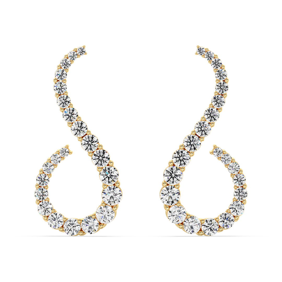 18K Yellow Gold Hoop Earrings featuring 3.9 Ct EF/VS round lab-grown diamonds with a secure latch-back closure, showcasing timeless elegance and radiant brilliance
