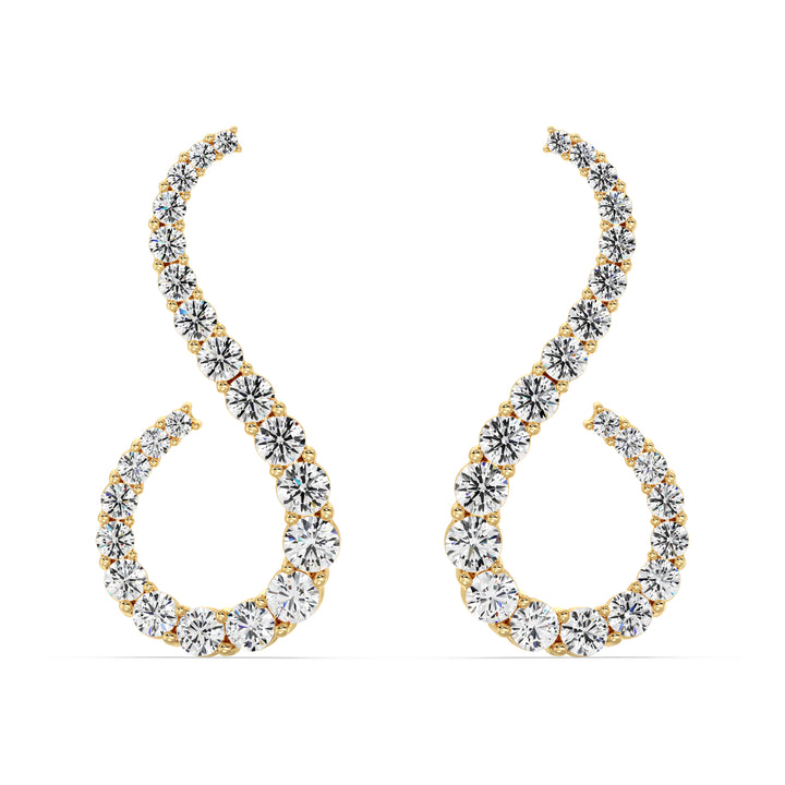 18K Yellow Gold Hoop Earrings featuring 3.9 Ct EF/VS round lab-grown diamonds with a secure latch-back closure, showcasing timeless elegance and radiant brilliance