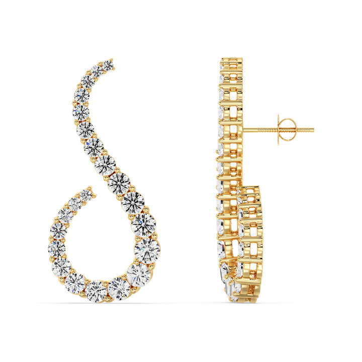 18K Yellow Gold Hoop Earrings featuring 3.9 Ct EF/VS round lab-grown diamonds with a secure latch-back closure, showcasing timeless elegance and radiant brilliance