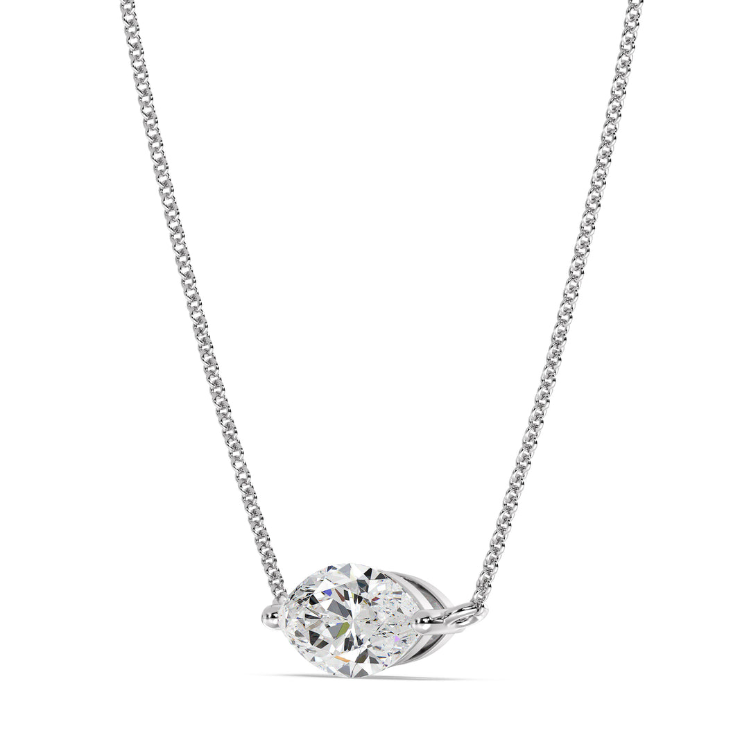 2.00 Carat Marquise-Cut Lab-Grown Diamond Solitaire Pendant Necklace set in 18K White Gold with a polished chain, featuring the diamond's radiance and the sleek elegance of white gold