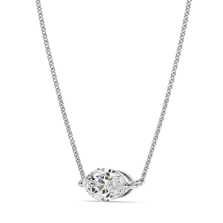 2.00 Carat Marquise-Cut Lab-Grown Diamond Solitaire Pendant Necklace set in 18K White Gold with a polished chain, featuring the diamond's radiance and the sleek elegance of white gold