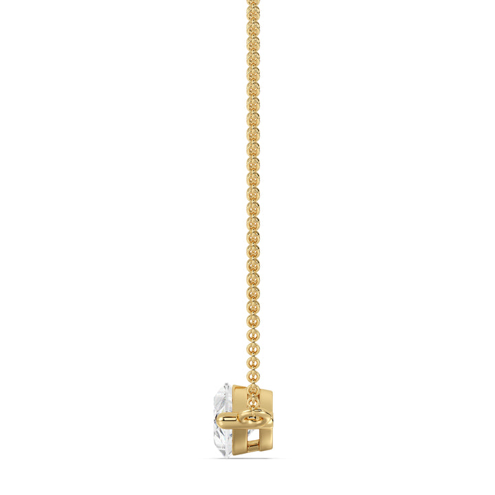 2.00 Carat Marquise-Cut Lab-Grown Diamond Solitaire Pendant Necklace set in 18K Yellow Gold with a sleek chain, showcasing the diamond's brilliance and the warm glow of yellow gold