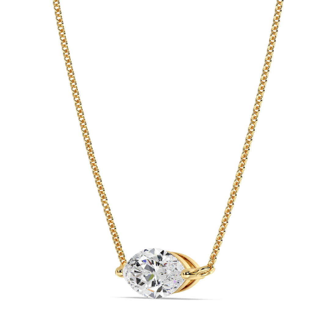 2.00 Carat Marquise-Cut Lab-Grown Diamond Solitaire Pendant Necklace set in 18K Yellow Gold with a sleek chain, showcasing the diamond's brilliance and the warm glow of yellow gold