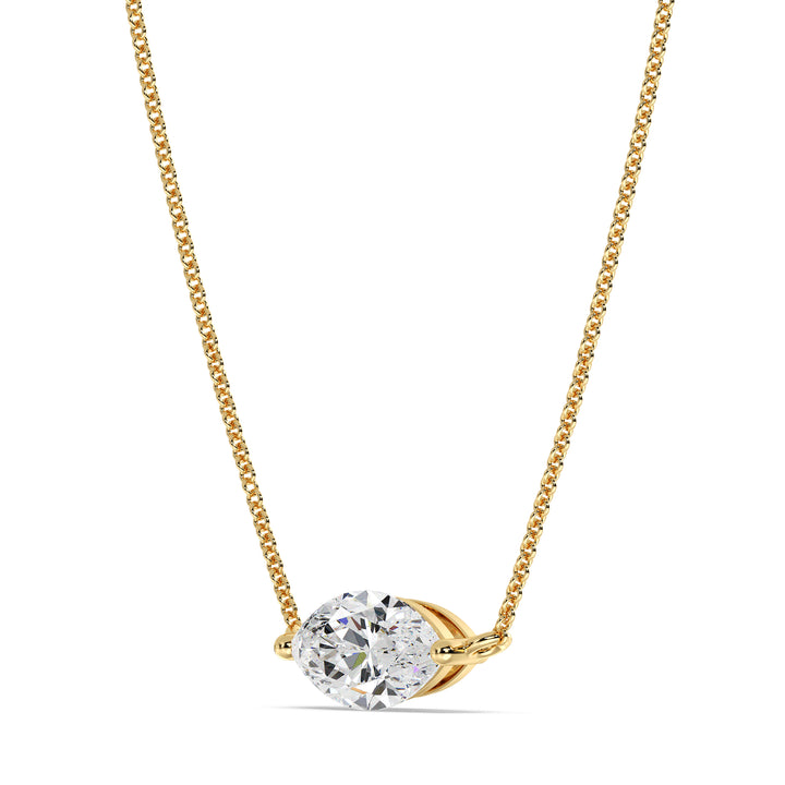 2.00 Carat Marquise-Cut Lab-Grown Diamond Solitaire Pendant Necklace set in 18K Yellow Gold with a sleek chain, showcasing the diamond's brilliance and the warm glow of yellow gold