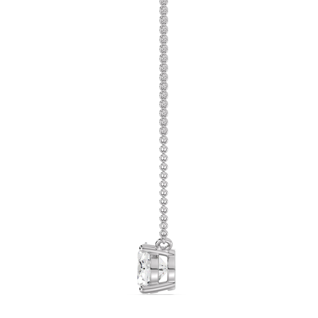 2.00 Carat Oval Lab-Grown Diamond Solitaire Necklace in 18K White Gold, highlighting a brilliant IGI-certified diamond in a sleek prong setting on a sophisticated white gold chain