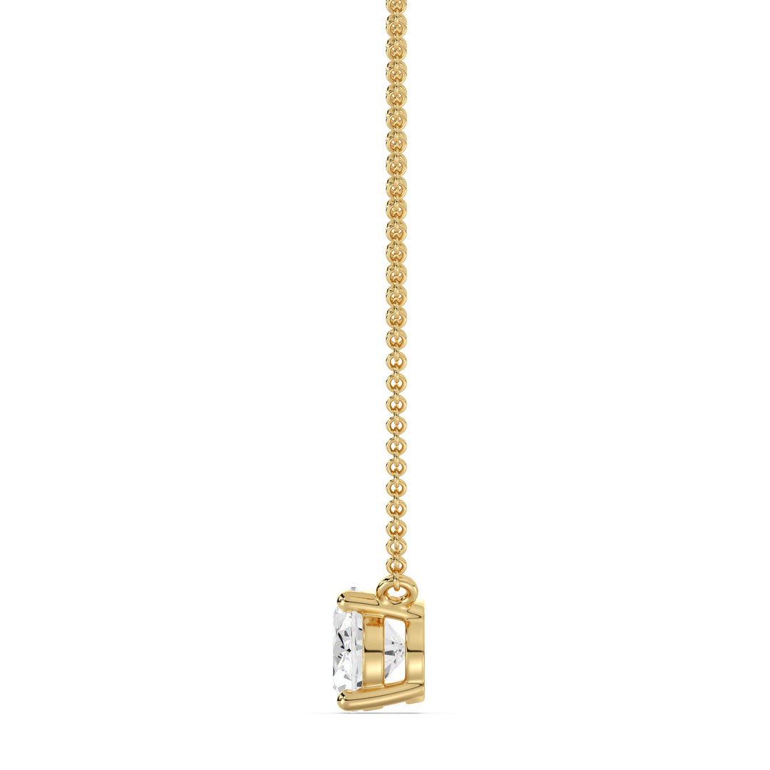 2.00 Carat Oval Lab-Grown Diamond Solitaire Necklace in 18K Yellow Gold, featuring a sparkling IGI-certified diamond in a classic prong setting on a delicate gold chain