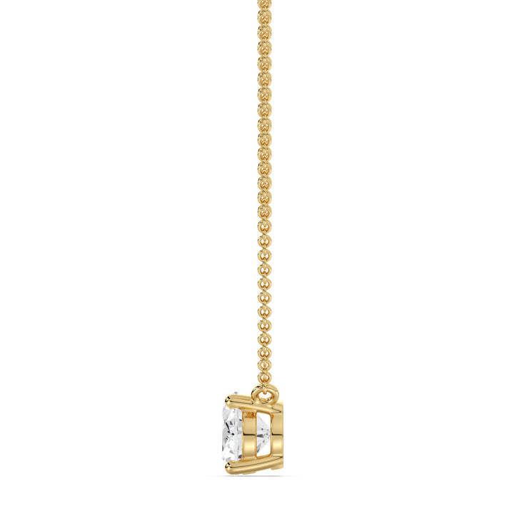 2.00 Carat Oval Lab-Grown Diamond Solitaire Necklace in 18K Yellow Gold, featuring a sparkling IGI-certified diamond in a classic prong setting on a delicate gold chain