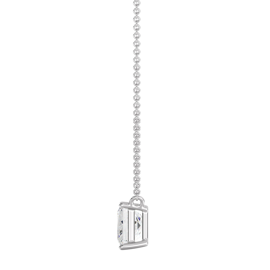2.00 Carat Princess Cut Lab-Grown Diamond Solitaire Pendant Necklace in 18K White Gold, highlighting a brilliant IGI Certified E/VS diamond in a secure prong setting on a polished white gold chain
