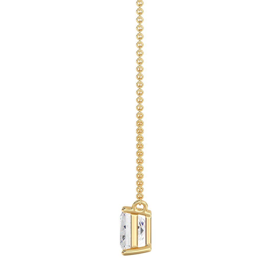 2.00 Carat Princess Cut Lab-Grown Diamond Solitaire Pendant Necklace in 18K Yellow Gold, featuring a stunning IGI Certified E/VS diamond set in a secure prong setting on a sleek yellow gold chain