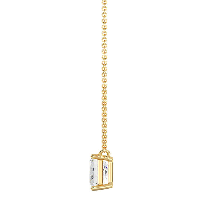 2.00 Carat Princess Cut Lab-Grown Diamond Solitaire Pendant Necklace in 18K Yellow Gold, featuring a stunning IGI Certified E/VS diamond set in a secure prong setting on a sleek yellow gold chain