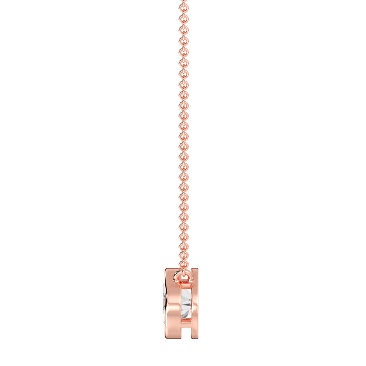 2 Carat Bezel-Set Oval Lab-Grown Diamond Solitaire Pendant Necklace in 18K Rose Gold, showcasing an IGI Certified E/VS diamond in a modern bezel setting with a warm rose gold finish