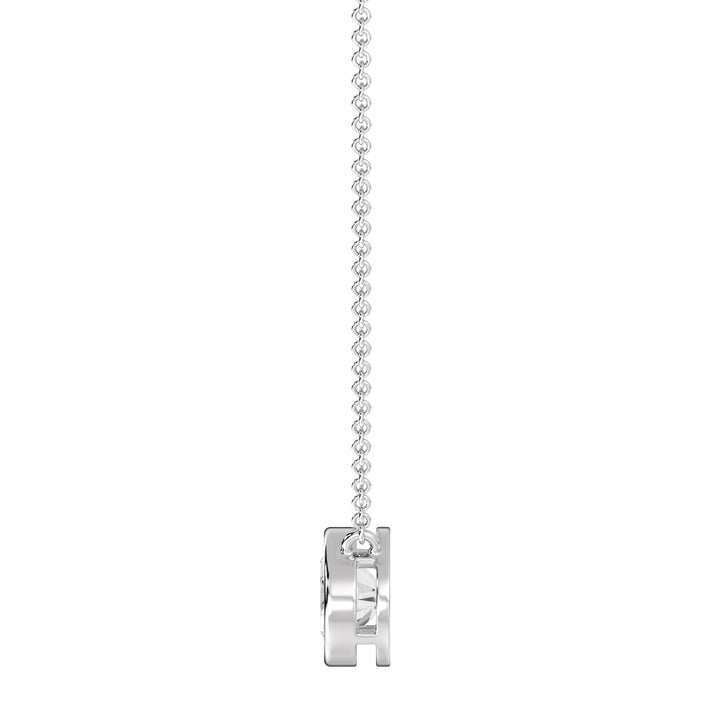 2 Carat Bezel-Set Oval Lab-Grown Diamond Solitaire Pendant Necklace in 18K White Gold, highlighting an IGI Certified E/VS diamond with a sleek bezel setting on an elegant white gold chain.