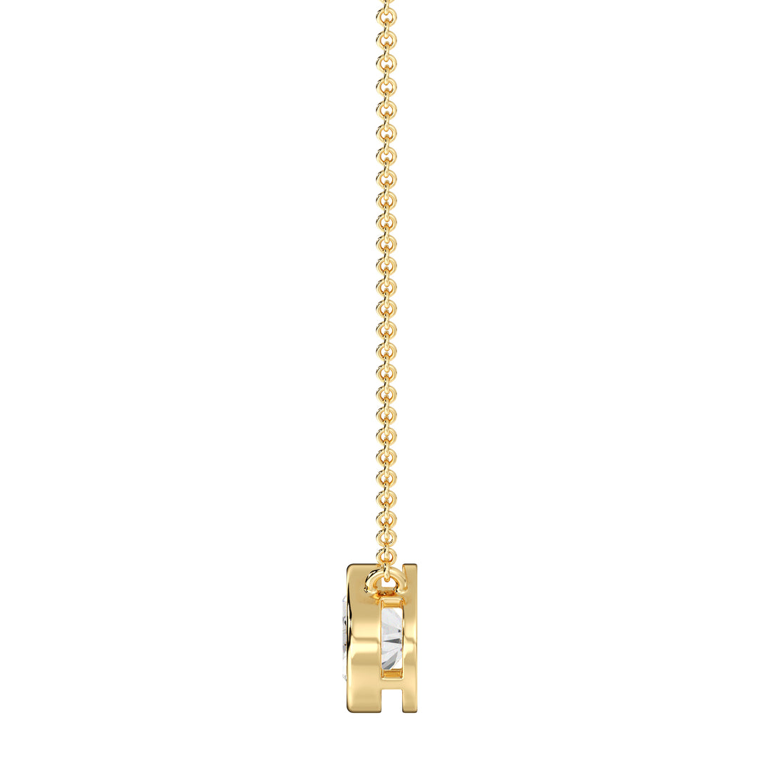 2 Carat Bezel-Set Oval Lab-Grown Diamond Solitaire Pendant Necklace in 18K Yellow Gold, featuring an IGI Certified E/VS diamond with a sleek bezel setting on a luxurious yellow gold chain