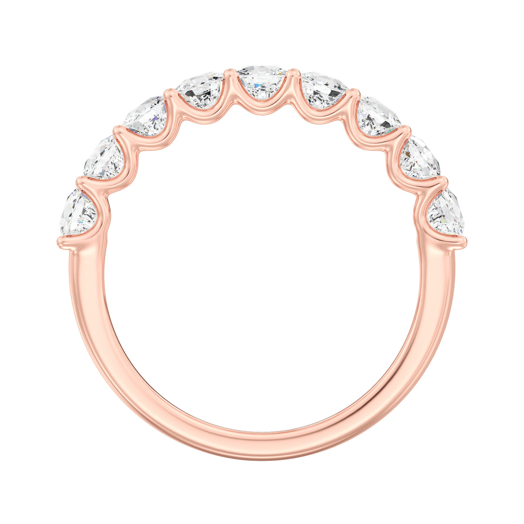 9-Stone Cushion-Cut Lab-Grown Diamond Scallop Half-Eternity Wedding Band in 18K Rose Gold