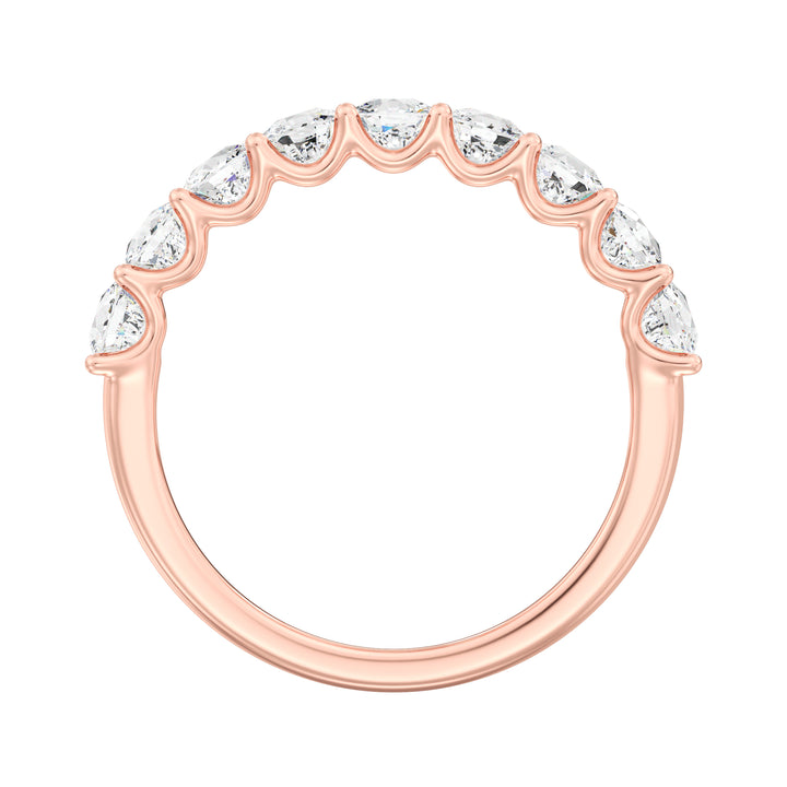 9-Stone Cushion-Cut Lab-Grown Diamond Scallop Half-Eternity Wedding Band in 18K Rose Gold