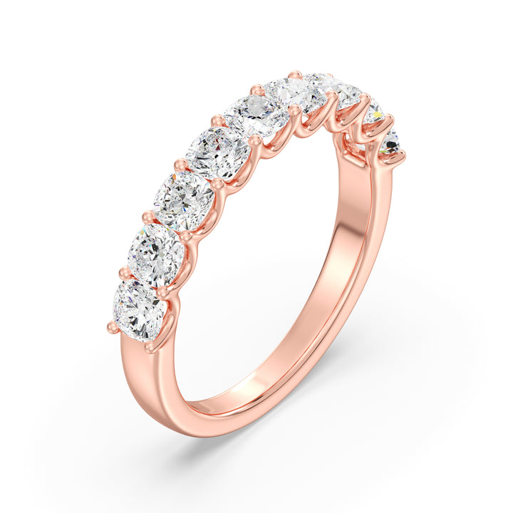 9-Stone Cushion-Cut Lab-Grown Diamond Scallop Half-Eternity Wedding Band in 18K Rose Gold