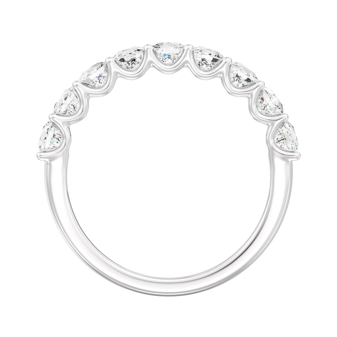 9-Stone Cushion-Cut Lab-Grown Diamond Scallop Half-Eternity Wedding Band in 18K White Gold
